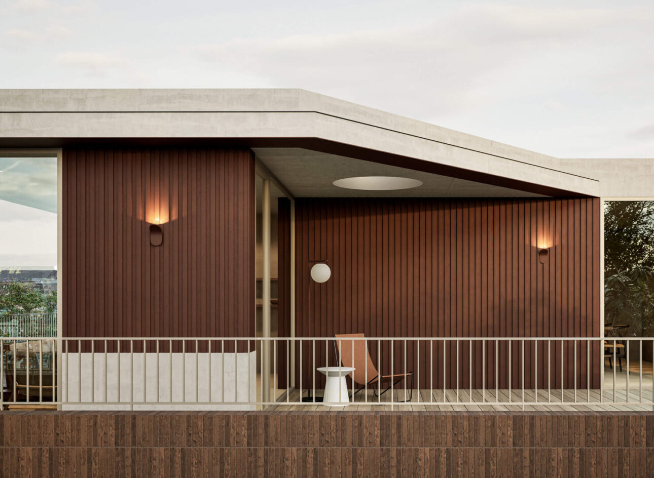 terrasse façade penthouse bardage aluminium brun